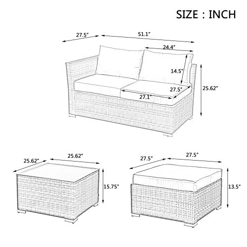 Patio Furniture, Outdoor Furniture, Seasonal PE Wicker Furniture, 4 Set Wicker Furniture With Tempered Glass Coffee Table - Outdoor Chilling