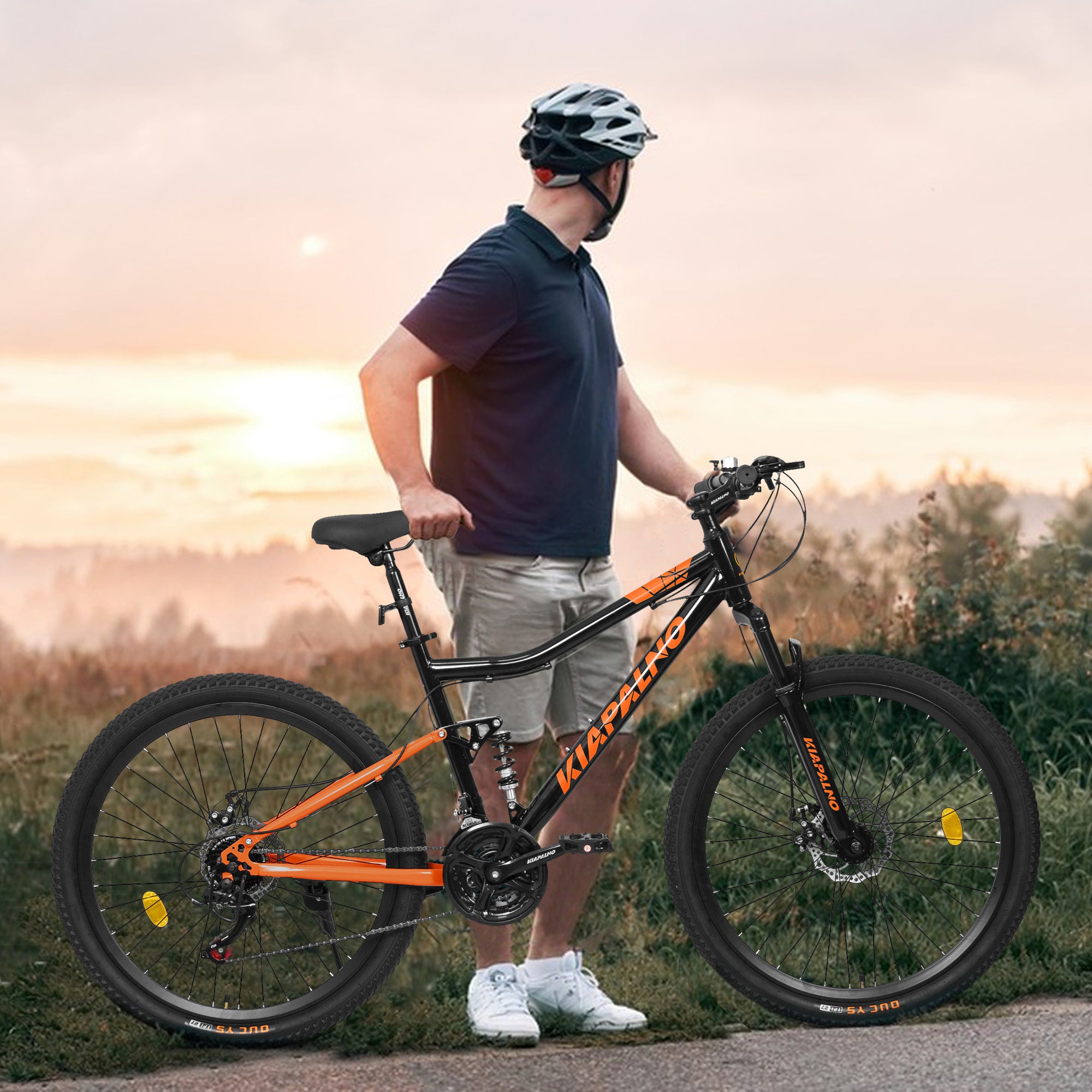 A26336-26 Inch Steel Frame Shock Fork Plus Shock Absorber 21-speed Unisex Mountain Bike - Outdoor Chilling