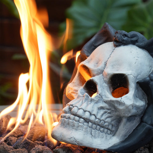 Fire Pit Demon Skull Gas Log For Ventless Vent Free, Propane, Gel, Ethanol, Electric, Outdoor Fireplace And Fire Pit, Halloween Decor - Patent Pending