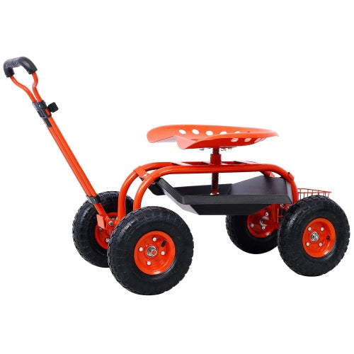 Rolling Garden Scooter Garden Cart Seat With Wheels And Tool Tray, 360 Swivel Seat, (Red, blue, or green). - Outdoor Chilling