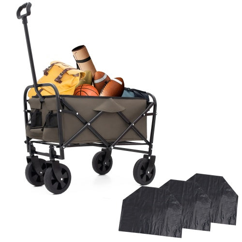Minimeetall Multi-use Bag,Collapsible Foldable Wagon Cart Beach Wagon Heavy Duty Utility Cart Utility Wagon Grocery Cart For For Camping 3pcs Plastic Liner Bag Cover , Olive Green - Outdoor Chilling
