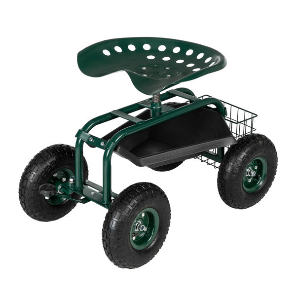 Deep Green Short Handle Garden Seat Car - Outdoor Chilling