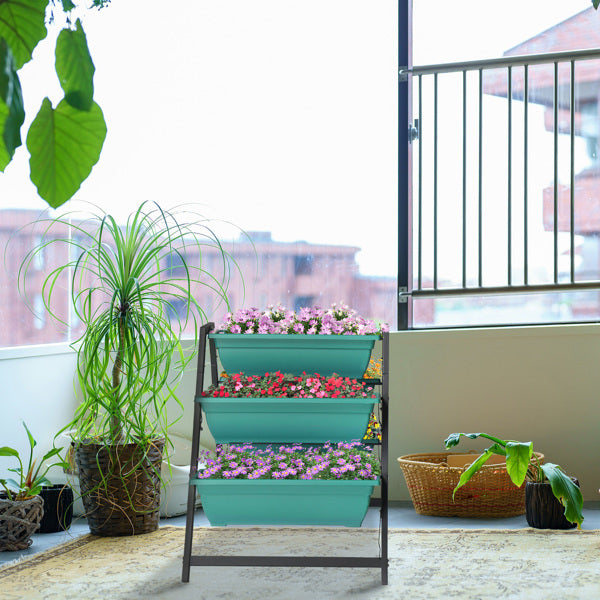 65x91x79cm, 5 Floors Trapezoidal Green PE Flower Pot Planting Pots - Outdoor Chilling