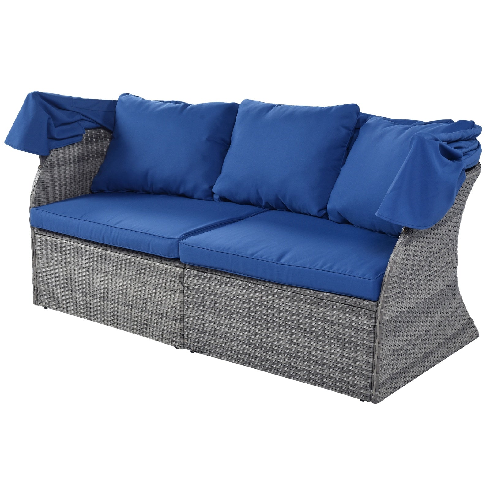 U STYLE Patio Furniture Set Daybed W Retractable Canopy Wicker - Outdoor Chilling