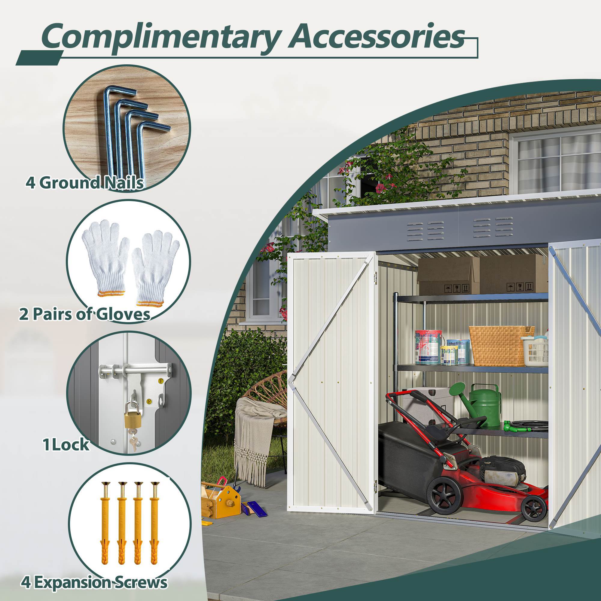 6'x4' Outdoor Metal Storage Shed For Garden Tools Lockable Door With Floor Frame - Outdoor Chilling