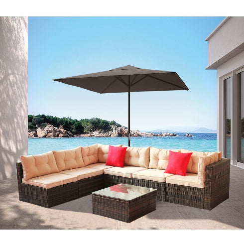 Patio Furniture Set PE Rattan Sectional Garden Furniture Corner Sofa Set - Outdoor Chilling