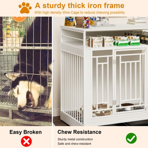43.3 Inch Large Dog Kennel Furniture, Wooden Kennel With Divider - Outdoor Chilling