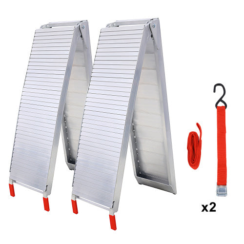 Truck Ramps, 80x12Portable Loading Ramps For Pickup Trucks 1500 LBS Capacity Aluminum Folding Ramps With Handle Buckle For ATVs, Snowblower, Lawn Mowers, UTVs, Bike, 2PCS, SILVER