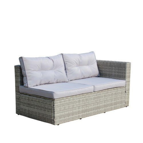 4 Piece Patio Sectional Wicker Rattan Outdoor Furniture Sofa Set With Storage Box Grey - Outdoor Chilling