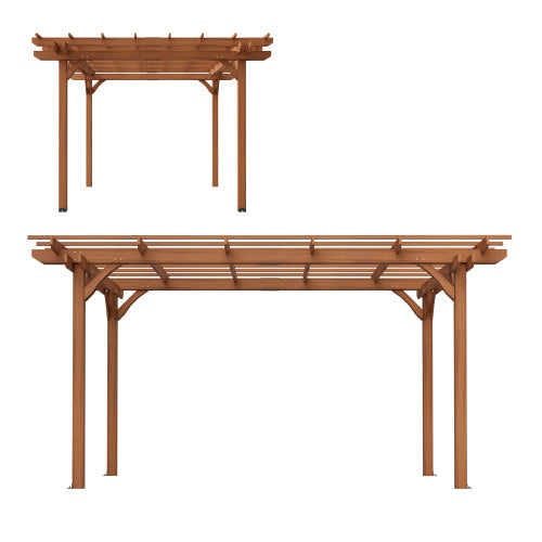 12 X 10 FT Outdoor Wood Pergola, Wooden Grape Pergola For Climbing Plant Support For Garden, Patio, Backyard, Deck, Brown - Outdoor Chilling