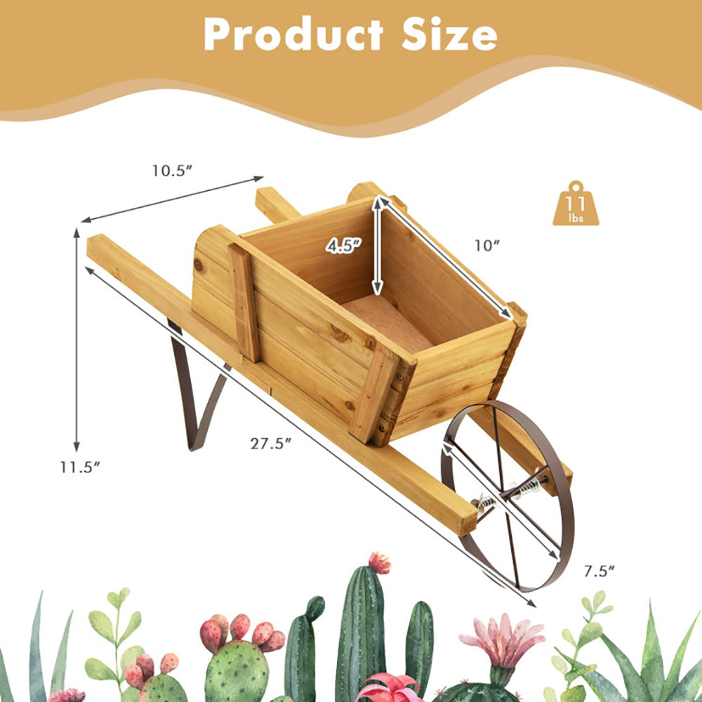 Wooden Wagon Planter With 9 Magnetic Accessories For Garden Yard - Outdoor Chilling