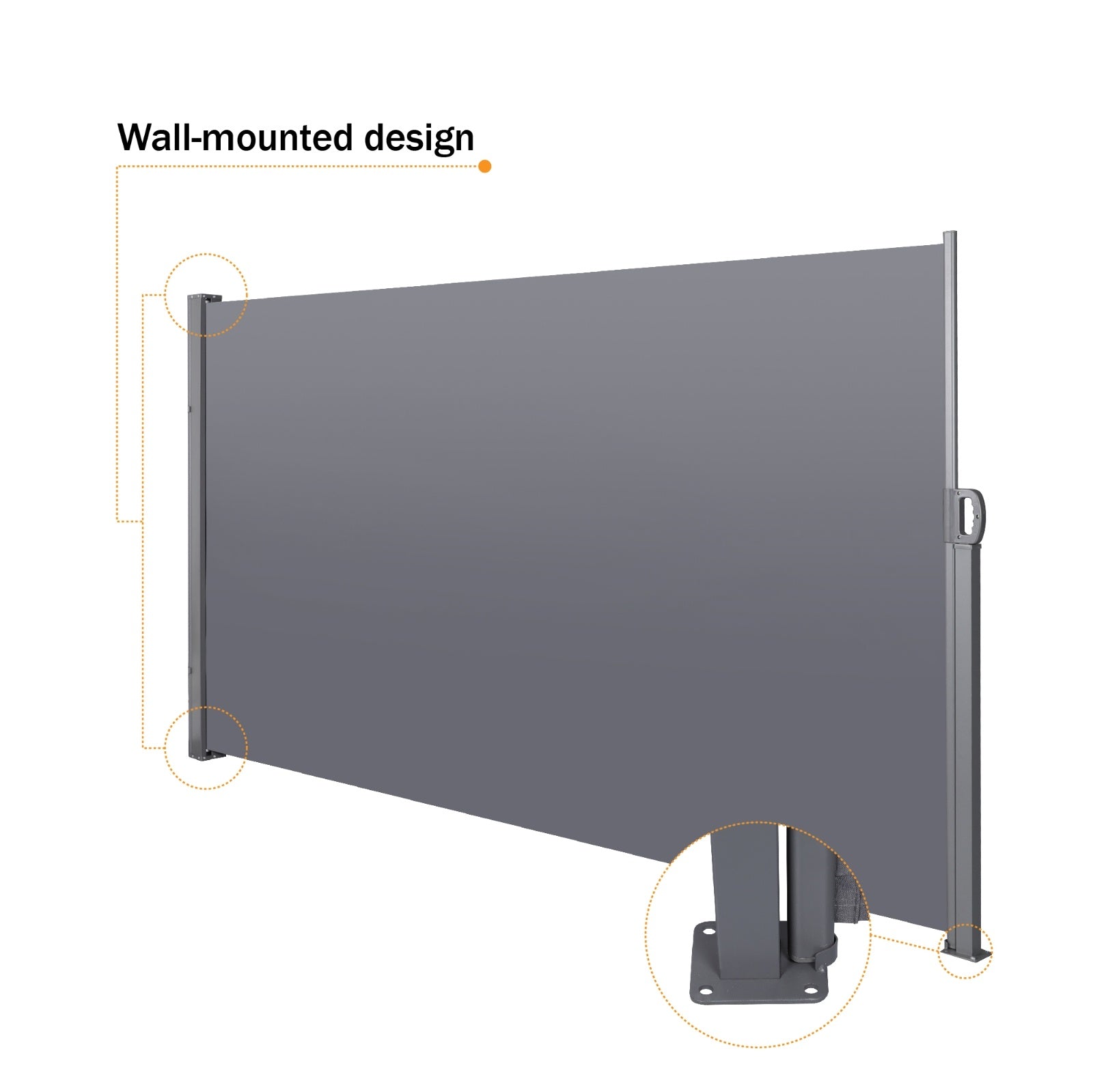 138X 71Retractable Side Awning, Waterproof UV-Resistant, Privacy Screen Divider Roll Up Balco