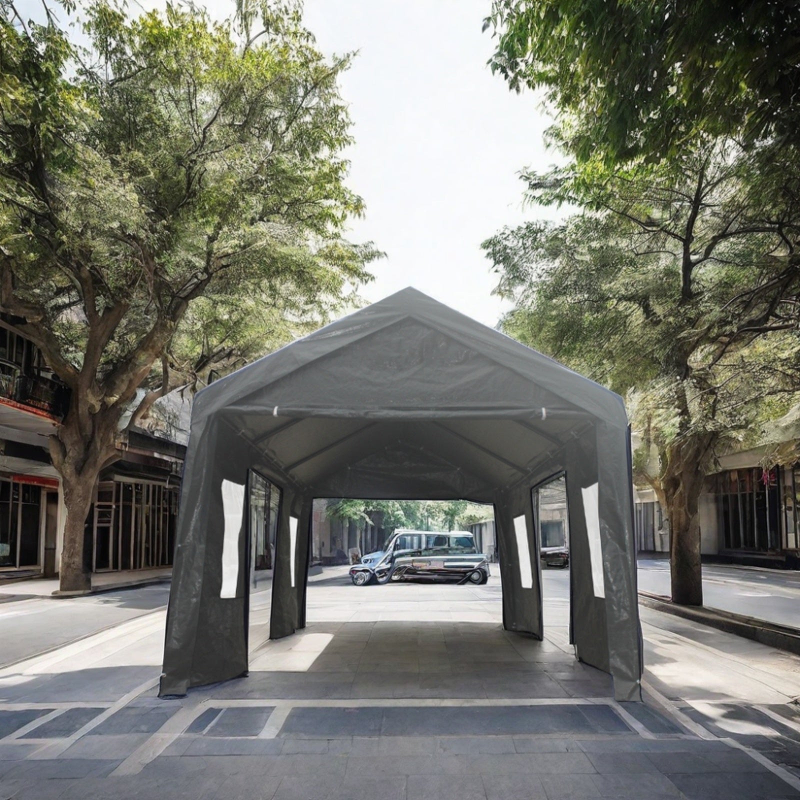 10x20ft Gazebo Party Tent Heavy Duty Canopy Carport Outdoor Portable Garage Grey - Outdoor Chilling
