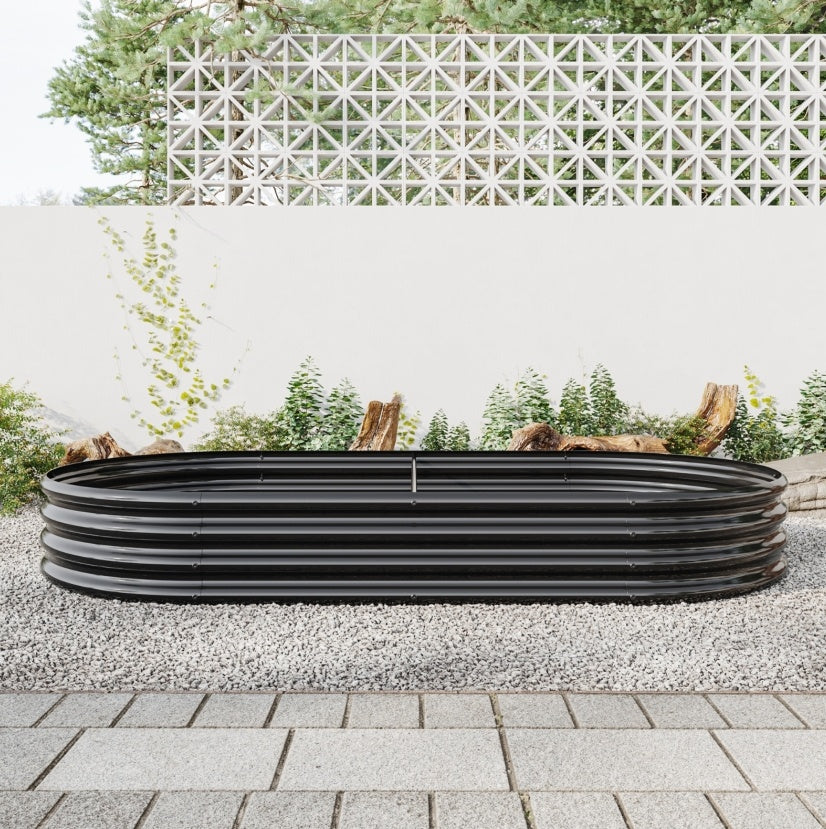 Oval Metal Elevated Garden Bed - Outdoor Chilling