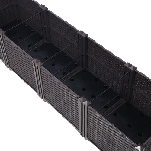 Deep Raised Garden Bed Plastic Planter Boxes For Vegetables Flowers Herbs And Succulents, Self-Watering Planter Box Raised Bed To Grow Flowers, Herbs & Vegetables, 63 L X 15.7D X 14.7 H