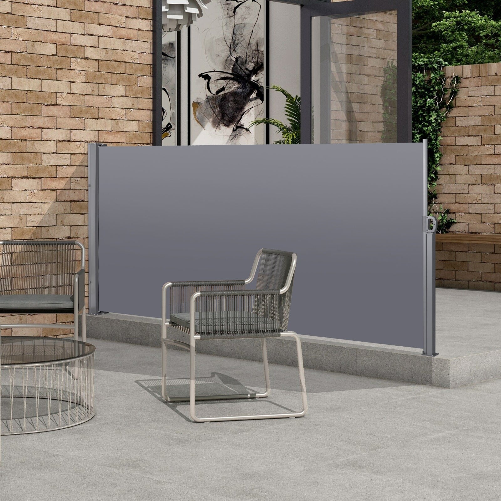 138X 71Retractable Side Awning, Waterproof UV-Resistant, Privacy Screen Divider Roll Up Balco