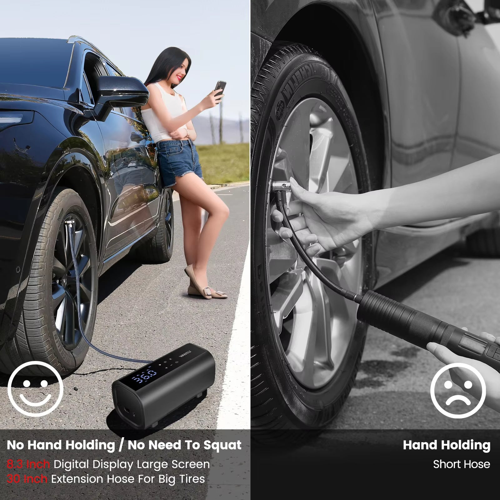 A22 Double Cylinder12V Cordless Portable Tyre Air Compressor Inflatable Digital Automatic Electric Car Tire Inflators - Outdoor Chilling