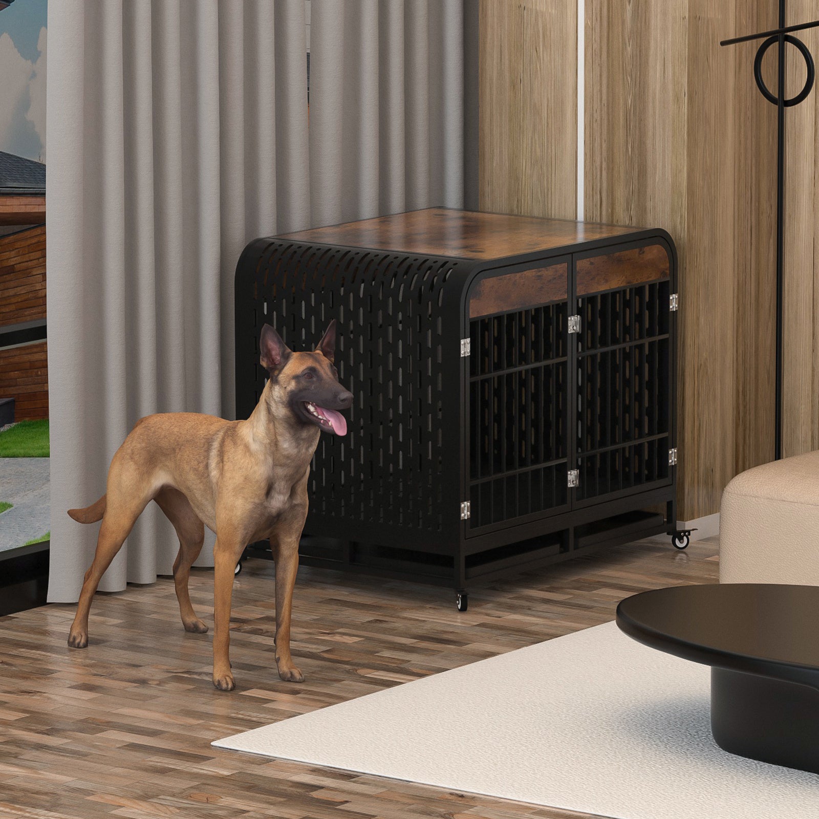 Heavy Duty Dog Crate Furniture Wooden Table 42inch Brown - Outdoor Chilling