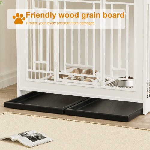 43.3 Inch Large Dog Kennel Furniture, Wooden Kennel With Divider - Outdoor Chilling