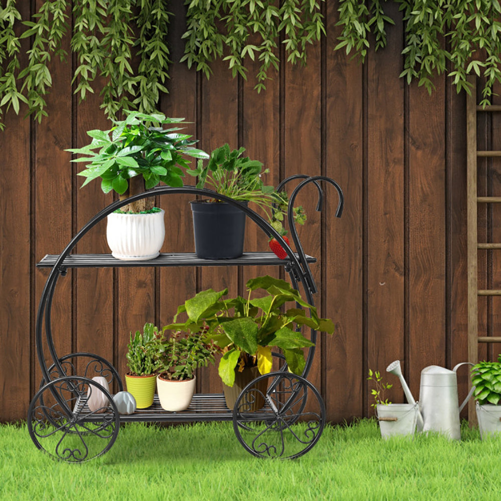 Heavy Duty Metal Flower Cart Plant Stand - Outdoor Chilling