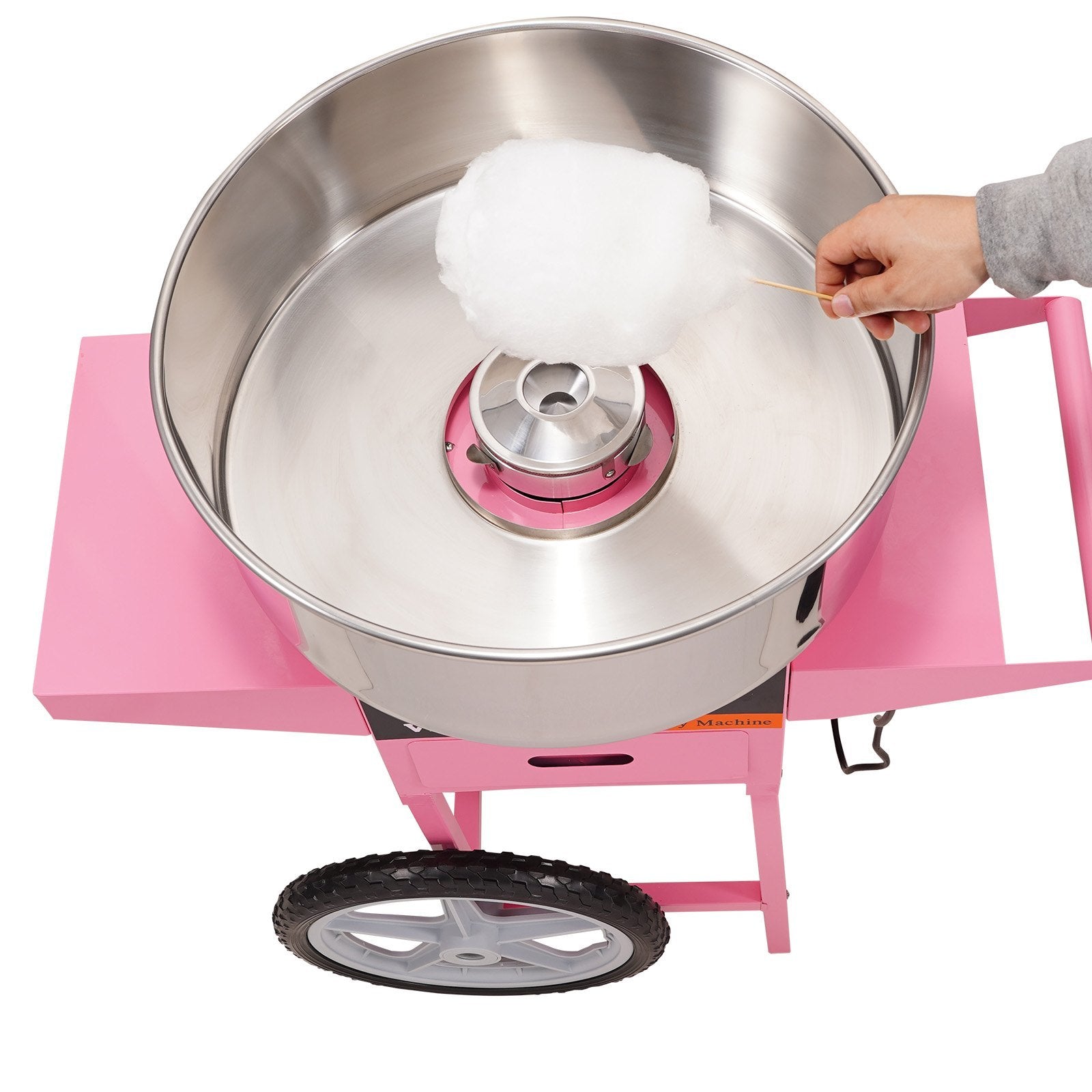 VEVOR Electric Cotton Candy Machine With Cart, 1000W Commercial Floss Maker With Stainless Steel Bowl, Sugar Scoop And Drawer, Perfect For Home, Kids Birthday, Family Party, Pink - Outdoor Chilling