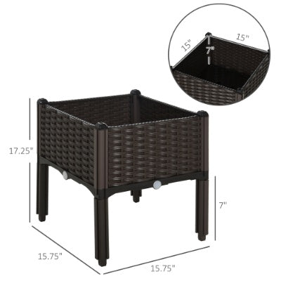Outsunny Raised Garden Bed With Legs, Self-Watering Planter Box Raised Bed To Grow Flowers, Herbs Vegetables, Brown - Outdoor Chilling