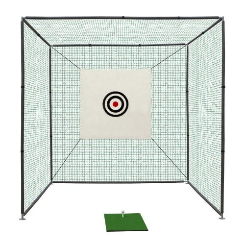 10X10X10FT Golf Practice Net Cage W Metal Frame Hitting Net Kit Indoor Outdoor - Outdoor Chilling