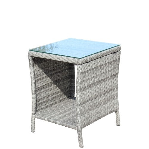 Outdoor Patio Furniture 1 Coffee Table With Clear Tempered Glass - Outdoor Chilling