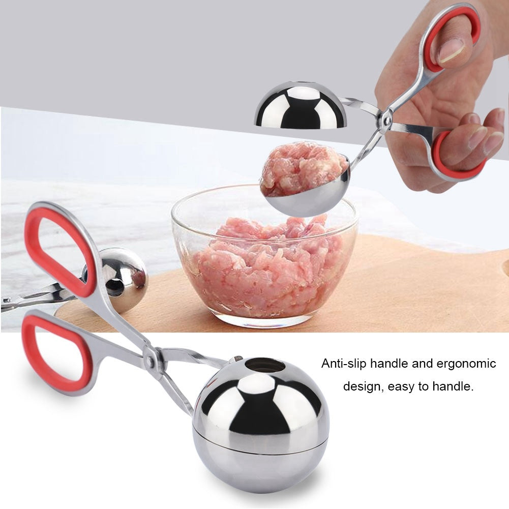 304 Stainless Steel NOn sticky Meatballs Rice Balls Clip Maker Mold Kitchen Tool (Red) - Outdoor Chilling