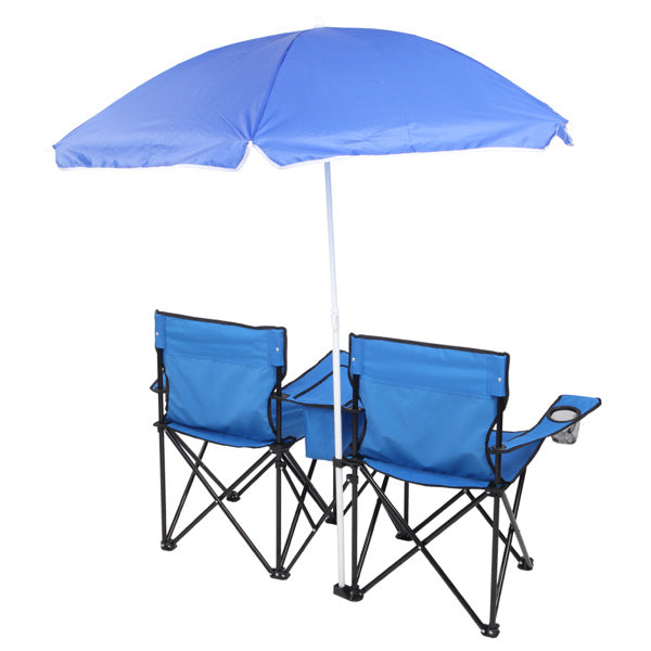 Outdoor Beach Fishing Chair With Umbrella In Blue - Outdoor Chilling
