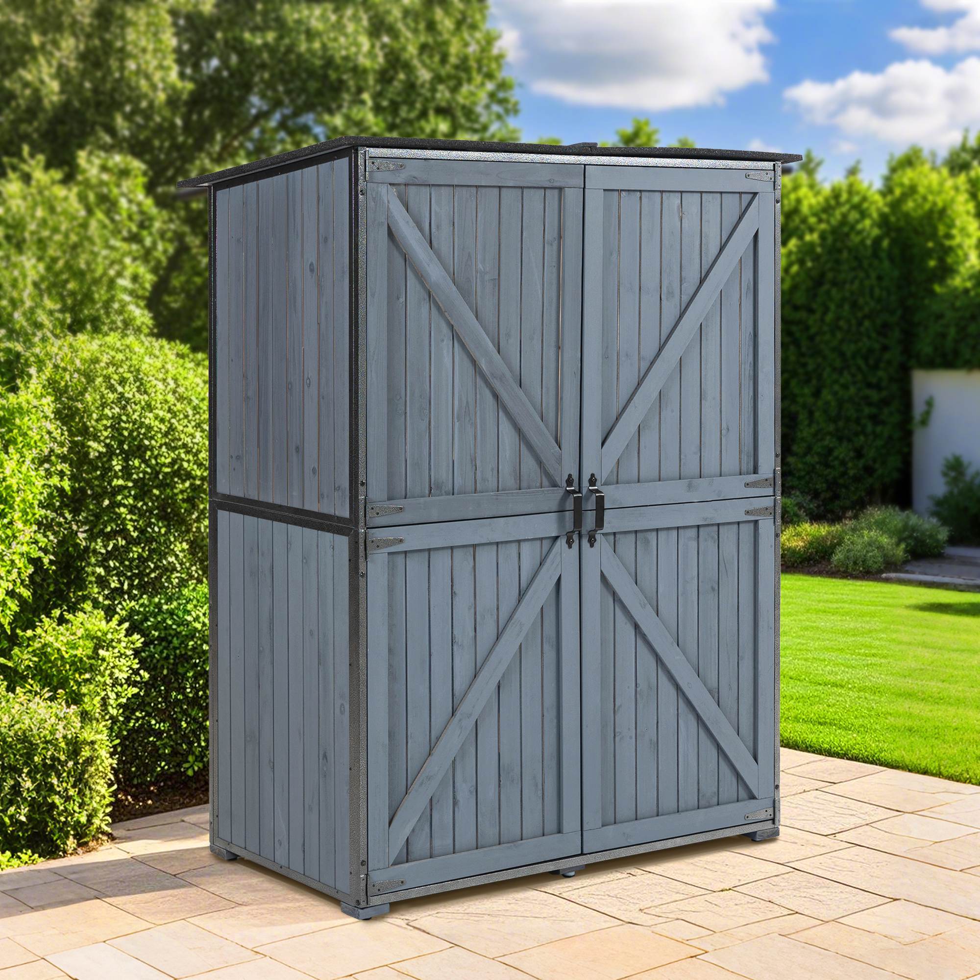 The Storage Shed Is Made Of A Sturdy Metal Frame And Durable Fir Wood, Which Is Sturdy And Durable. The Entire Frame Is Weather-resistant, Making It An Ideal Choice For Your Outdoor Living Space.