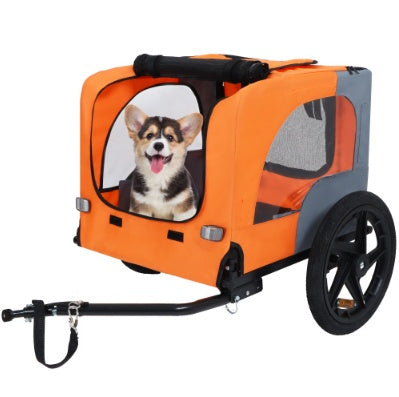 Utdoor Heavy Duty Collapsible Pet Bike Trailer With 16-Inch All Terrain Wheels & Universal Hitch Foldable Dog Cargo Carrier Cart For Bicycles - Outdoor Chilling