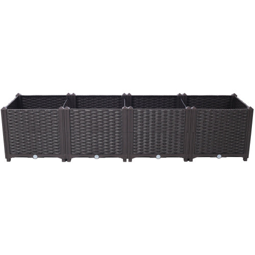 Deep Raised Garden Bed Plastic Planter Boxes For Vegetables Flowers Herbs And Succulents, Self-Watering Planter Box Raised Bed To Grow Flowers, Herbs & Vegetables, 63 L X 15.7D X 14.7 H