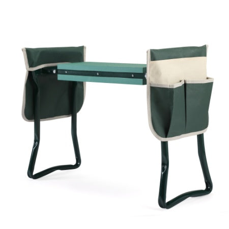 Outdoor 2-in-1 Garden Stool And Kneeler, Garden Bench With Tool Bags, Kneeling Pad, Gift For Parent, Portable, Green - Outdoor Chilling