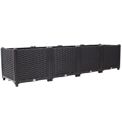 Deep Raised Garden Bed Plastic Planter Boxes For Vegetables Flowers Herbs And Succulents, Self-Watering Planter Box Raised Bed To Grow Flowers, Herbs & Vegetables, 63 L X 15.7D X 14.7 H