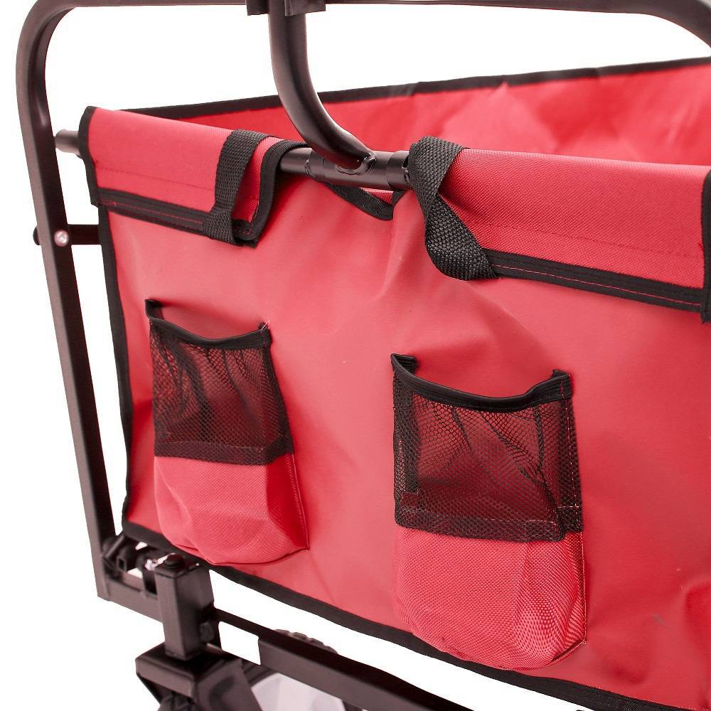 Folding Wagon Garden Shopping Beach Cart Red - Outdoor Chilling