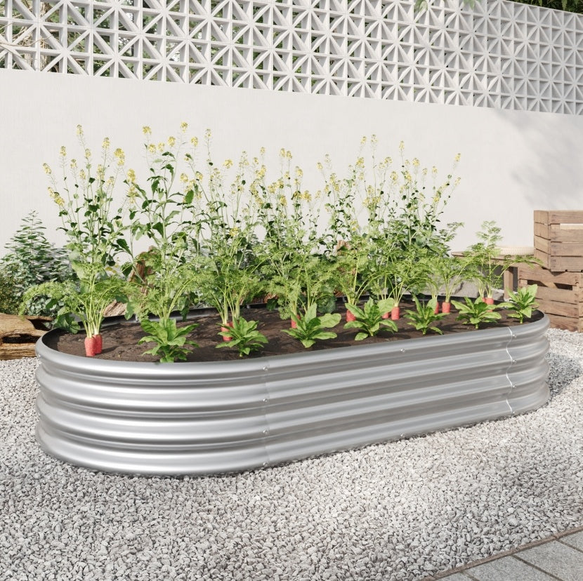 Oval Large Metal Raised Garden Bed For Plants, Vegetables, Flowers - Outdoor Chilling