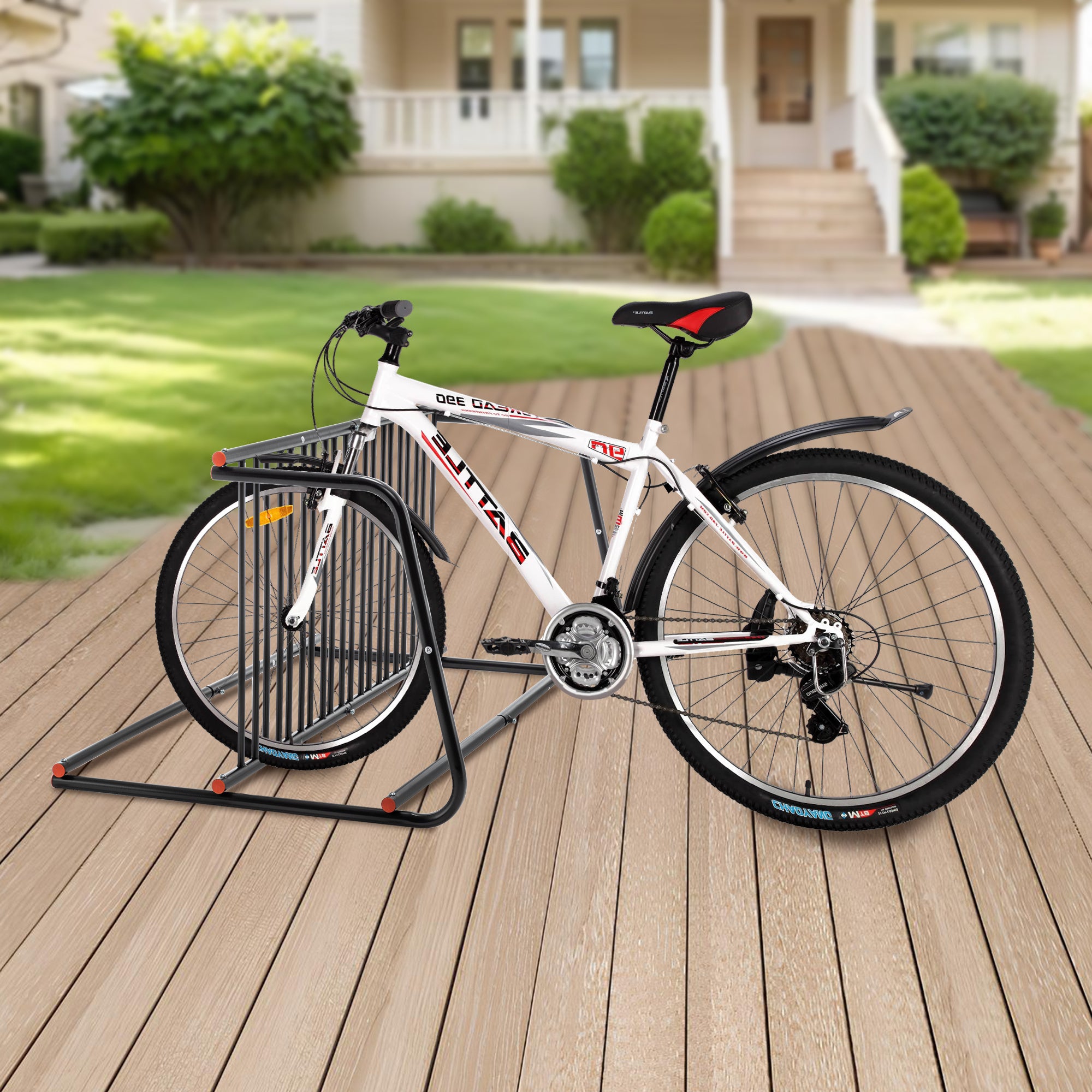 10-Bike Heavy-Duty Outdoor Bike Rack - Double-Sided Steel Storage Stand For Garages, Yards & Shops - Easy Assembly - Outdoor Chilling