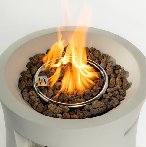 Outdoor Propane Fire Pit Table,Compact Streamlined Modern 20-inch,Round Graphite Base With Waterproof Cover,Free Lava Rocks - Outdoor Chilling