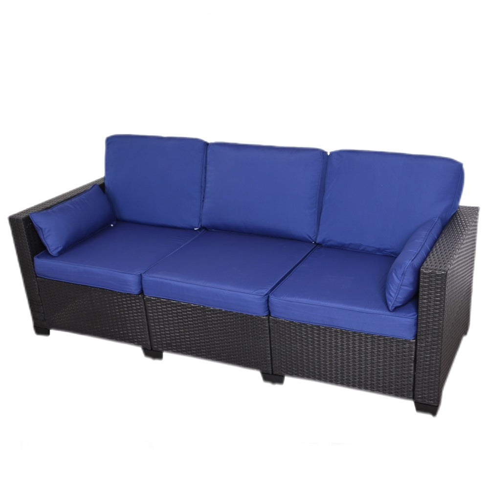 3-Seat Patio Wicker Sofa, Outdoor Rattan Sectional Couch Furniture Steel Frame With Furniture Cover Non-Slip Cushion - Outdoor Chilling