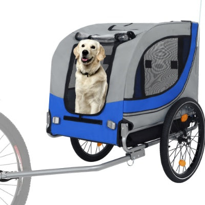 Large Folding Bike Trailer For Dogs 120LB Capacity All-Terrain Pet Carrier, Durable Steel Frame For Cycling, Jogging, Camping Outdoor Adventures - Outdoor Chilling