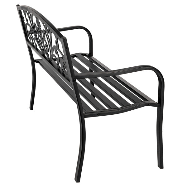 50 Inch PVC Butterfly Backrest Black Iron Bench - Outdoor Chilling