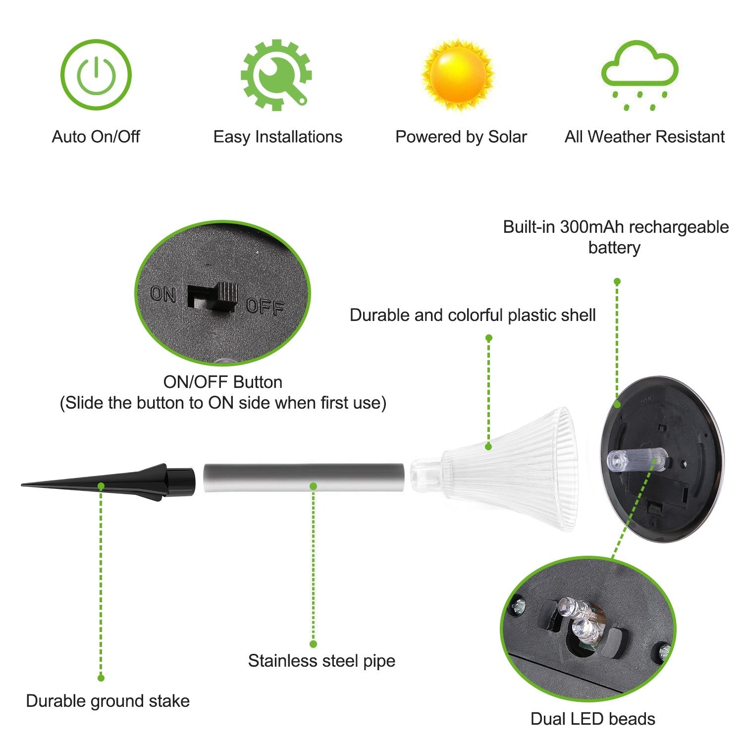 24Pcs 12Pcs 8Pcs 4Pcs Solar Garden Lights IP44 Waterproof 7 Color Changing For Yard Driveway Walkway