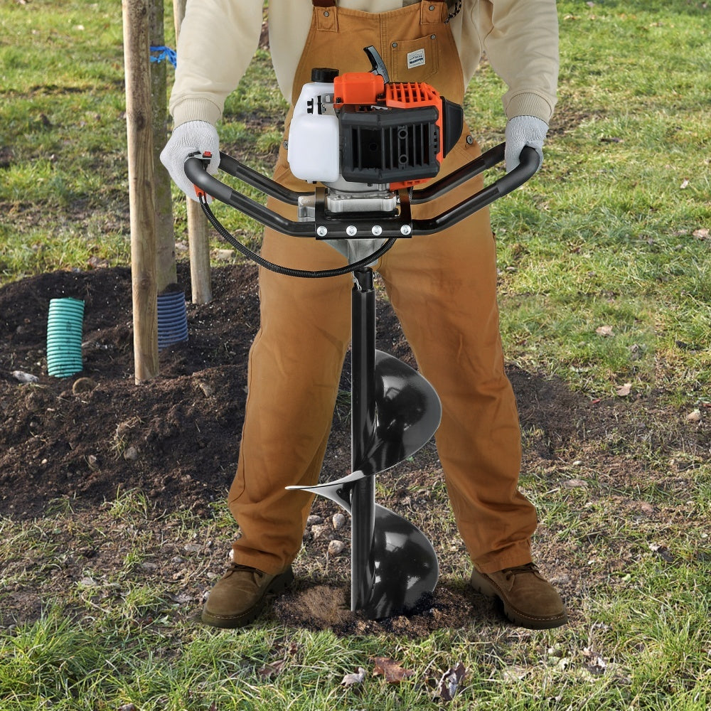 VEVOR Post Hole Digger, 52cc 1450W Auger Post Hole Digger, Gas Powered Earth Digger With Two Earth Auger Drill Bit3 Extension Rods, For Farmland, Garden And Plant, EPA Certification - Outdoor Chilling