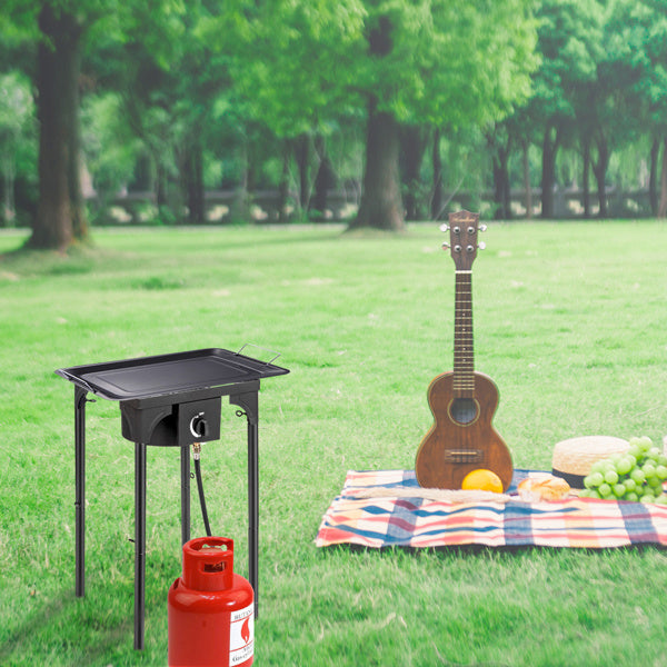 Outdoor Camp Stove High Pressure Propane Gas Cooker Portable Cast Iron Patio Cooking Burner Single Burner 75000-BTU - Outdoor Chilling