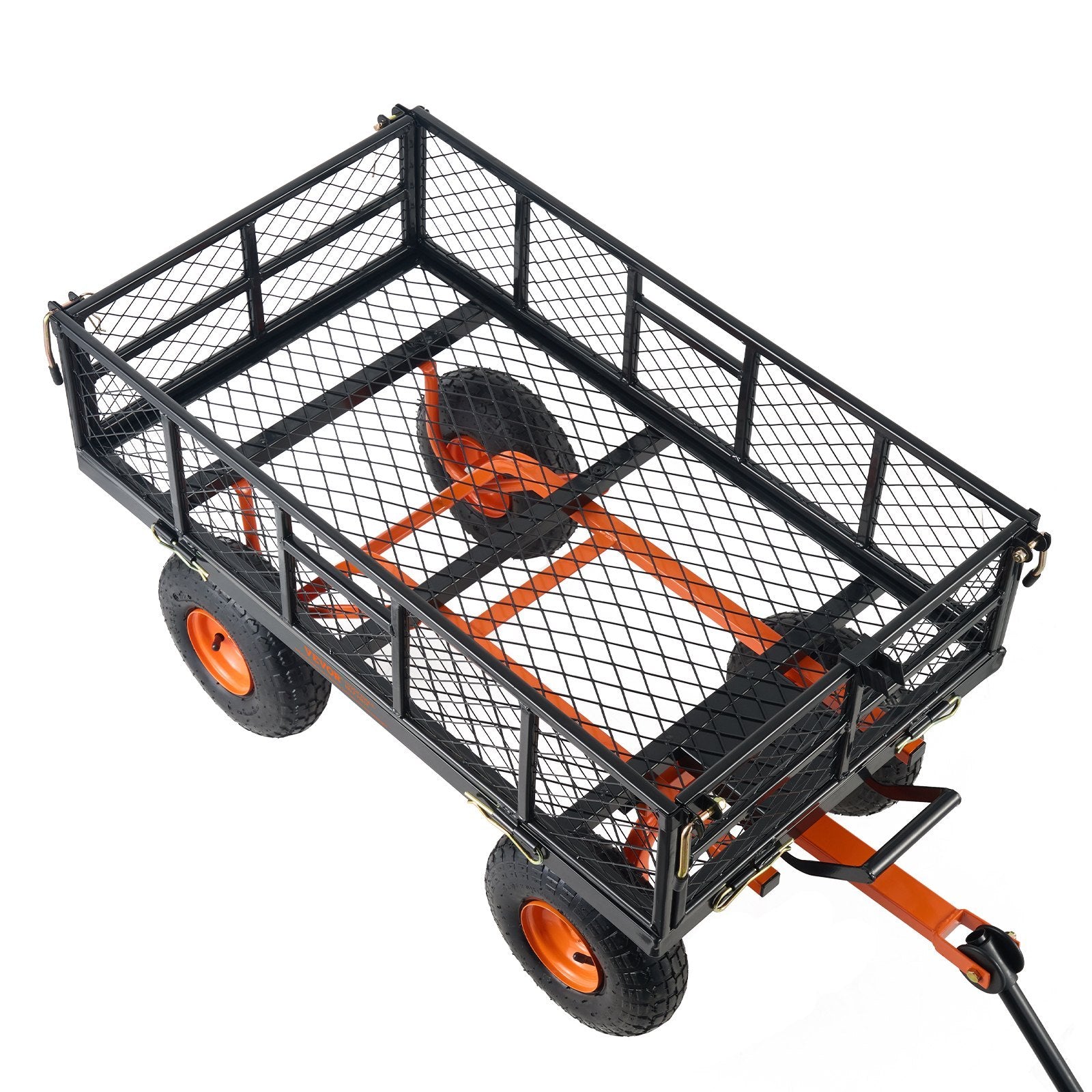VEVOR Dump Cart, Metal Garden Dump Cart With Easy To Assemble Frame, Dump Wagon With 2-in-1 Convertible Handle, Utility Wheelbarrow 400 Lbs Capacity, 10 Inch Tires - Outdoor Chilling