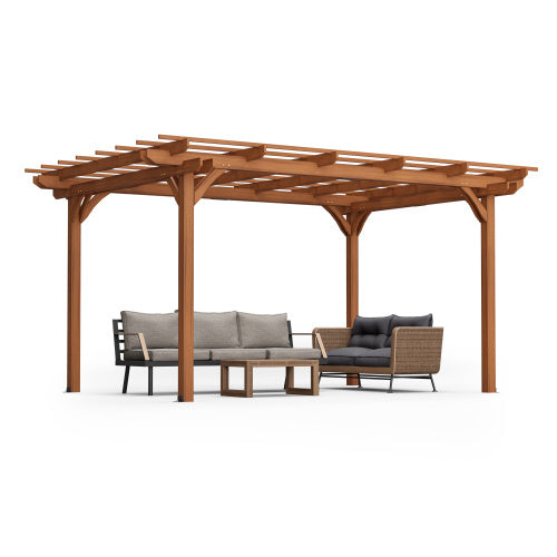 12 X 10 FT Outdoor Wood Pergola, Wooden Grape Pergola For Climbing Plant Support For Garden, Patio, Backyard, Deck, Brown - Outdoor Chilling