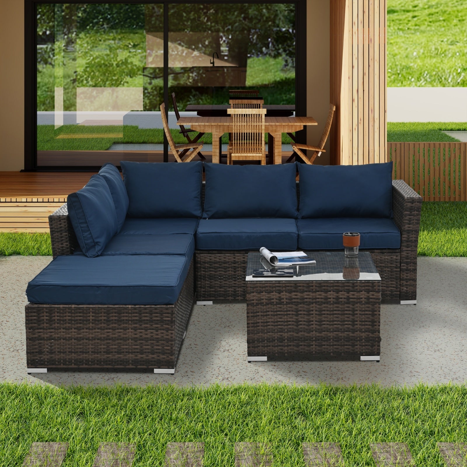 Patio Furniture, Outdoor Furniture, Seasonal PE Wicker Furniture, 4 Set Wicker Furniture With Temper - Outdoor Chilling