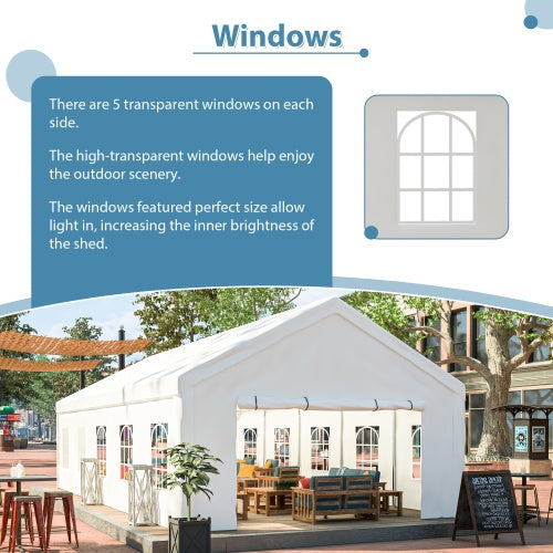 16x32FT Party Tent Heavy Duty, Large Wedding Event Shelters With 3 Storage Bags & Removable Sidewalls, Outdoor Canopy Gazebo Commercial Tents For Parties Carport Camping Garden Patio - Outdoor Chilling