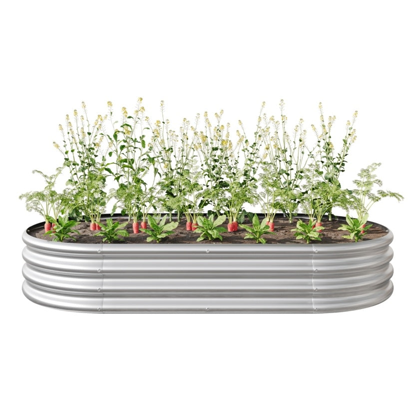 Oval Large Metal Raised Garden Bed For Plants, Vegetables, Flowers - Outdoor Chilling